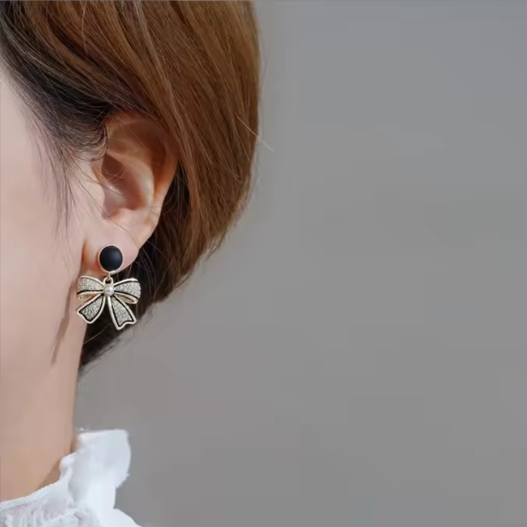 Elegant Stone Bow Earrings - Image 4