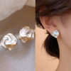 White Enamel Little Floral Studs